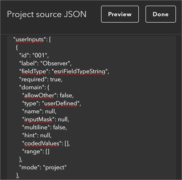 User input ID shown in JSON. User input ID shown in JSON.