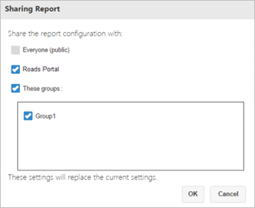 Sharing Report dialog box Sharing Report dialog box
