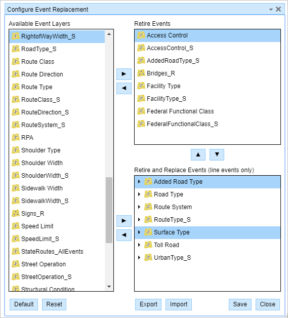 Event replacement configured Event replacement configured