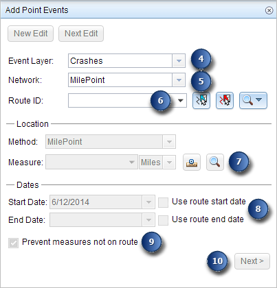 Add Point Events widget Add Point Events widget